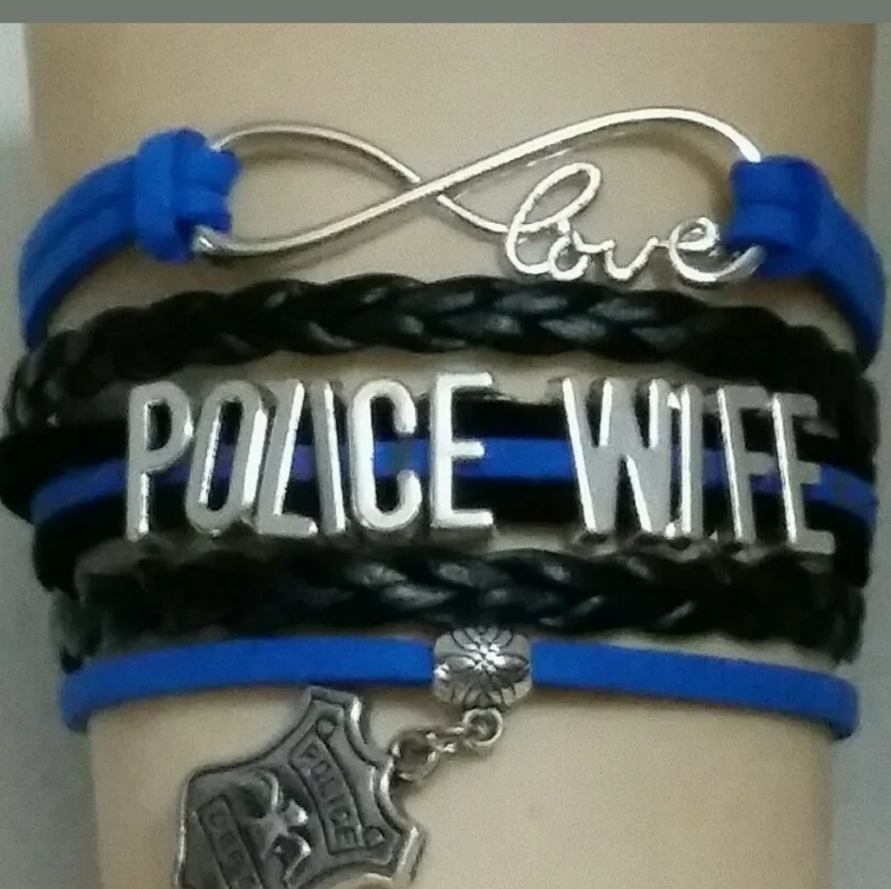 🆕️POLICE WIFE CUSTOM BLUE ADJUSTABLE BRACELET